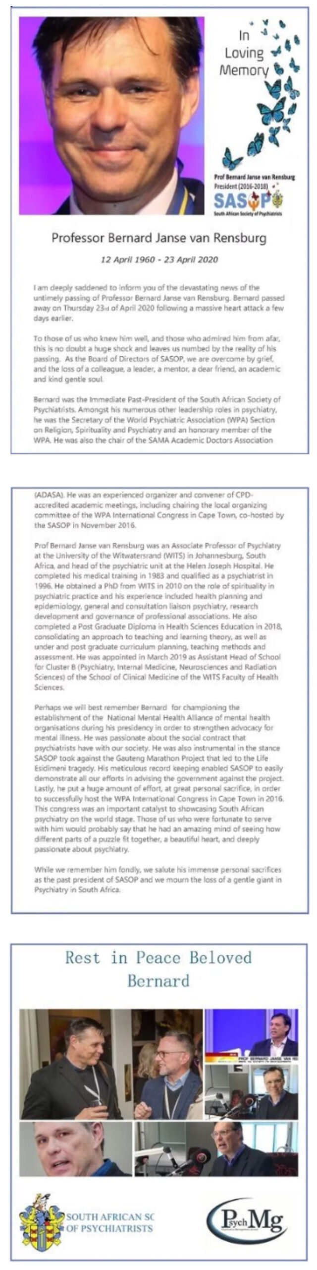 Obituary: Remembering our friend and colleague, Professor Bernard Janse van Rensburg (1960-2020)
