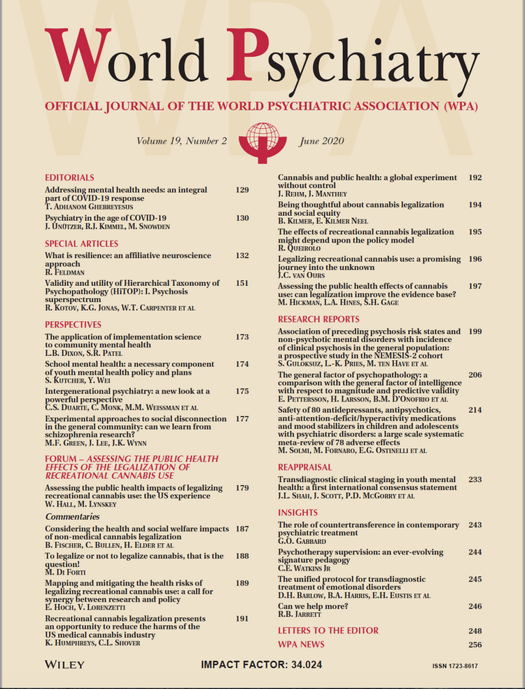 Latest Issue of World Psychiatry now available on WPA website